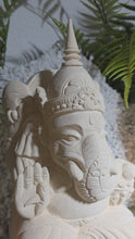 Laden und Abspielen von Videos im Galerie-Viewer, XL Kalkstein Ganesha (handgefertigt) - Der Gott des Erfolgs &amp; Glücks
