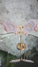 Laden und Abspielen von Videos im Galerie-Viewer, Amethyst mit Pink Amethyst Schmetterling auf Stand

