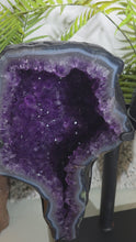 Laden und Abspielen von Videos im Galerie-Viewer, XXL Amethyst Flügel Paar auf Stand
