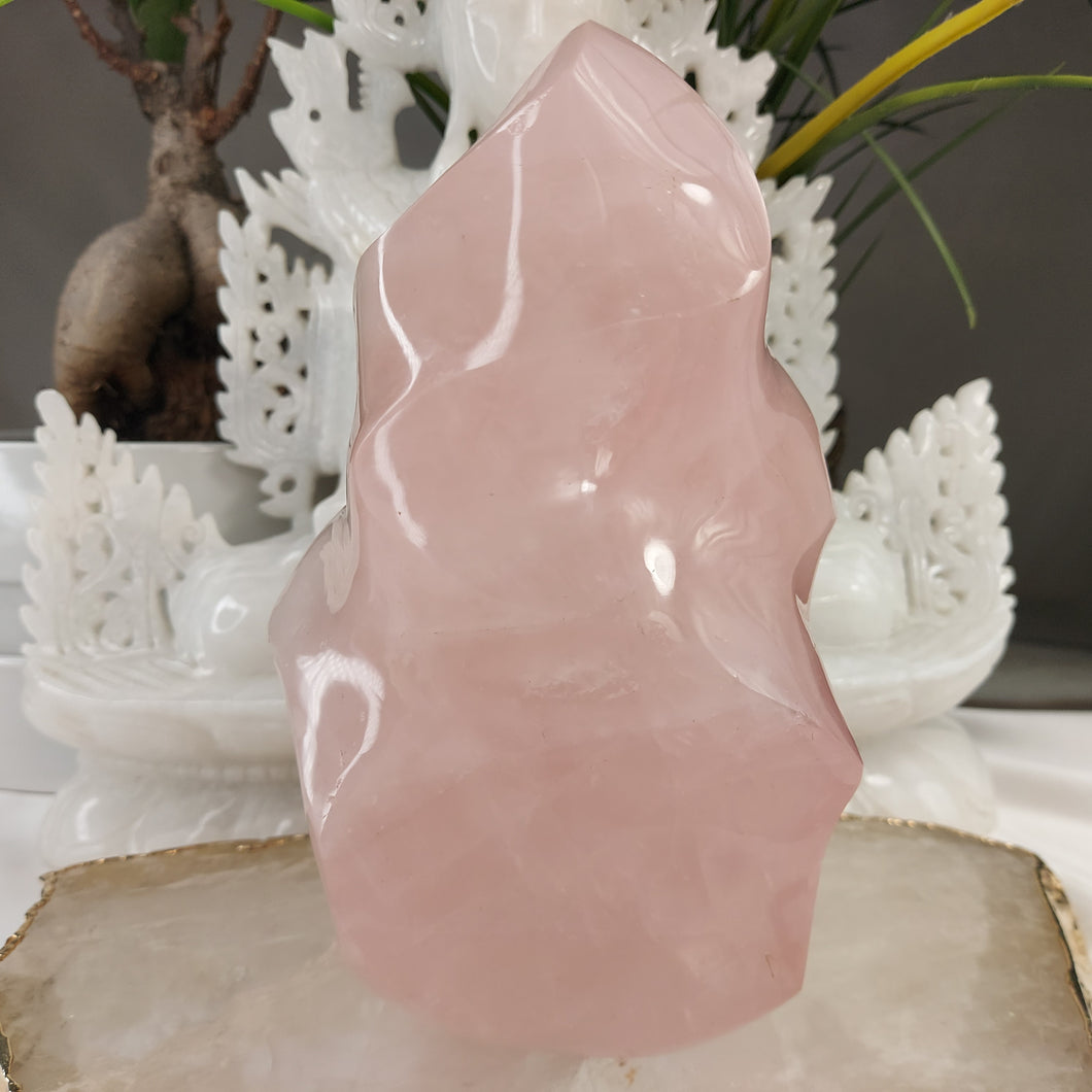 B Ware XL Rosenquarz Flamme