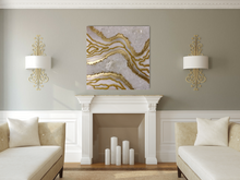 Lade das Bild in den Galerie-Viewer, Kristallinspirierte Wandkunst Goldfluss 60x60
